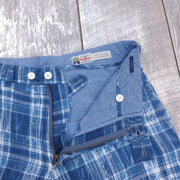 Polo Ralph Lauren Mens Indian Madras Linen Shorts Size 30 Blue Plaid Bermuda - Picture 5 of 8